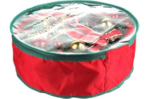 TITA-DONG 20x20x6 Inch Wreath Storage Bag, Heavy Duty Oxford Fabric & PVC, Transparent Design, Double Zipper, Handle, Waterproof, Protects Decorations