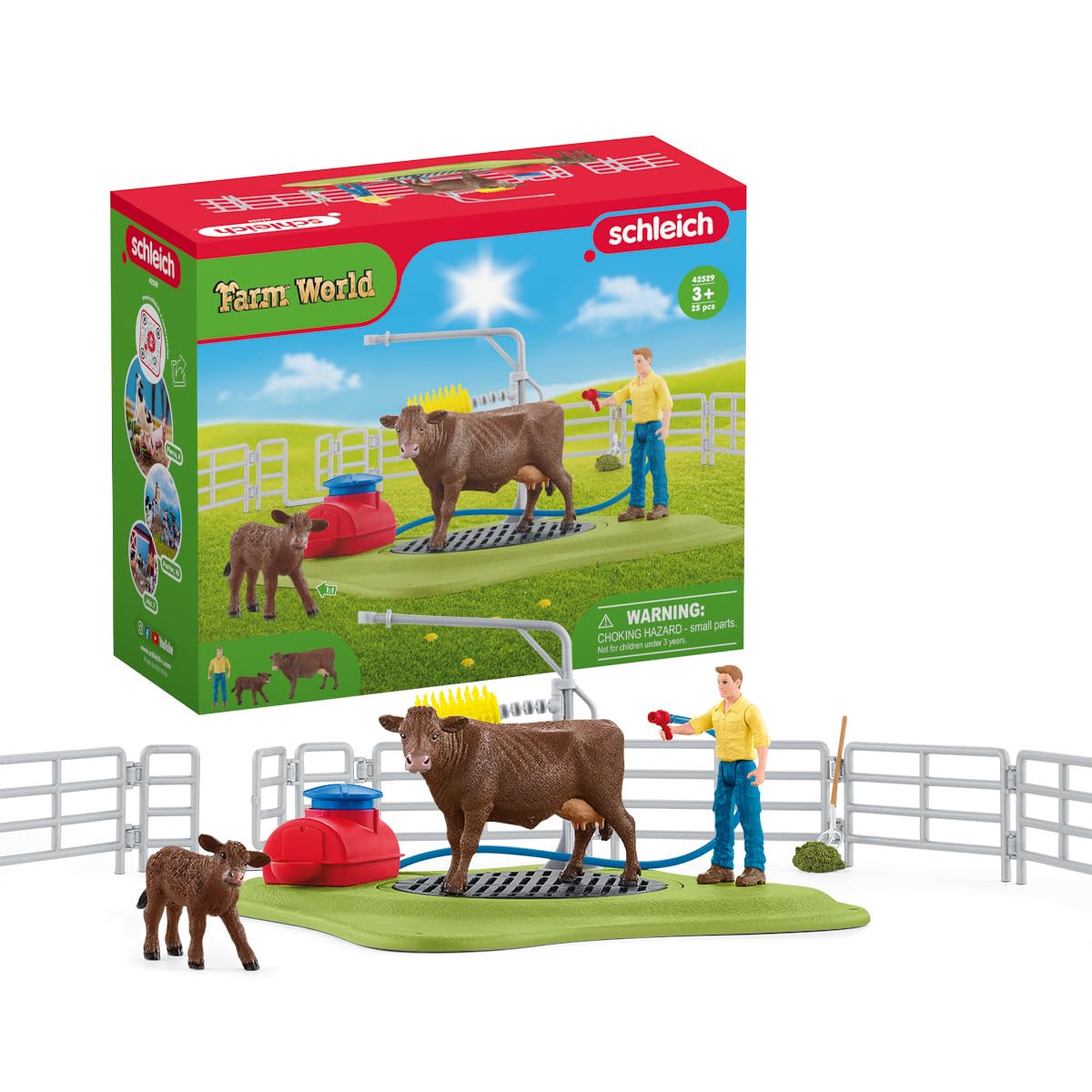 SCHLEICH 42529n Happy Cow wash Farm World Toy Playset for children aged 3-8 Years