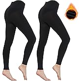 MANZI Women's 2 Pairs Super Opaque with Fleece Soft Black Tights Footless 400 Denier