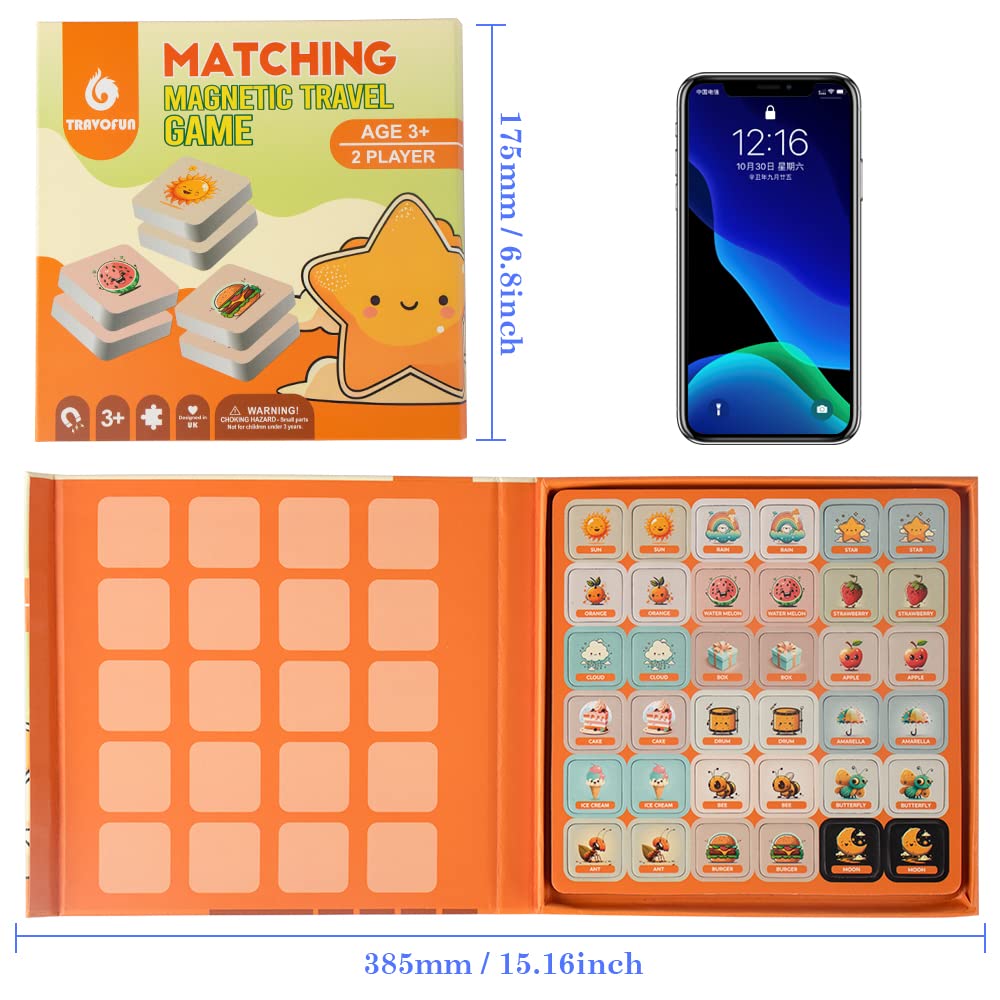 Magnetic Matching Memory Game for Kids 3-8 - Perfect Travel Toy for Toddlers - Fun Road Trip & Airplane Activity - Camping Game Essentials.