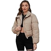 Wyeysyt Women's Cropped Puffer Jacket Winter Quilted Lightweight Short Outerwear Jacket with Pockets