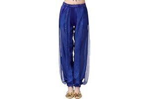 Girls Dance Pants Satin Mesh Belly Dance Trousers with Sequins Flowing Wide Leg Harem Casual Lounge Bottoms 2026