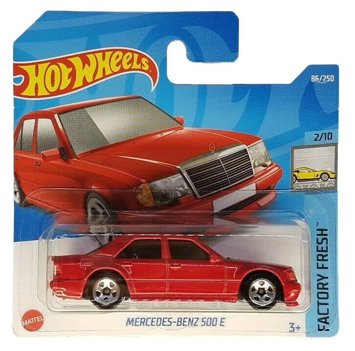 Hot Wheels Mercedes-Benz 500 E Factory Fresh HCT95 Short Card Red Toy Vehicle for Children Ages 3+