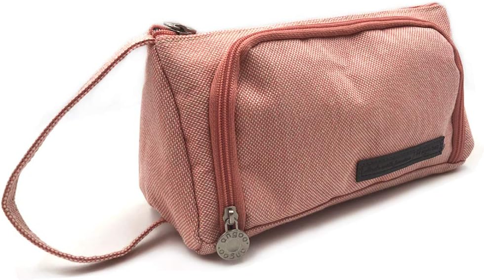 Large Capacity Pencil Case, Portable Zipper Closure Makeup Bag, Canvas Cell Phone Earphone Storage Pouch (Pink)