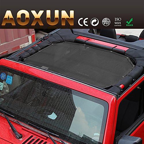 Front Eclipse Sunshade Mesh Bikini Top Cover Provides UV Protection for 2/ 4 Door for Select Jeep Wrangler Unlimited JK Models Black