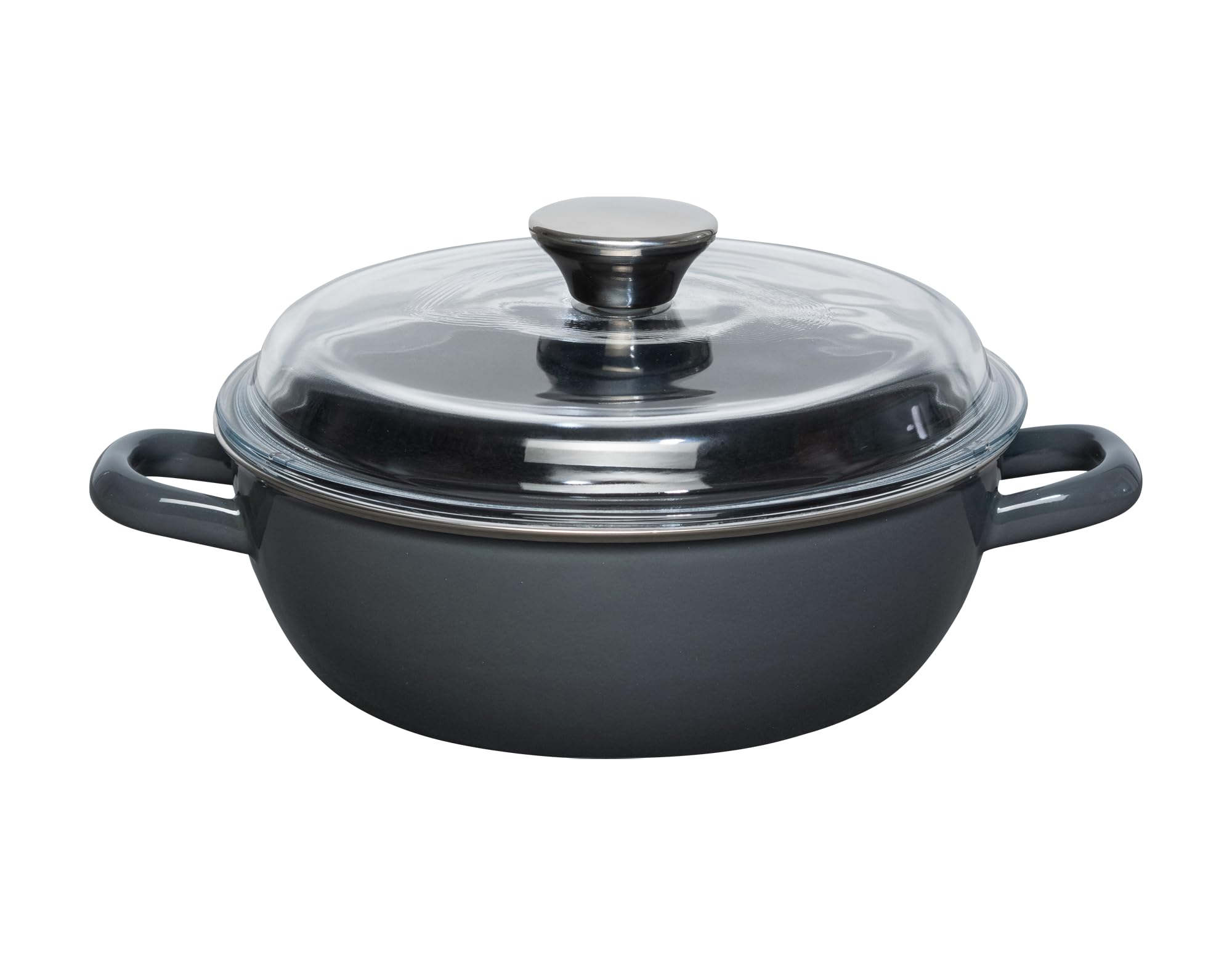 Riess, 0043-003 Sauté Pan with Glass Lid 20 cm High Dark Grey LW27.8 x 21.2 x 12.9 cm Weight 1.512 kg