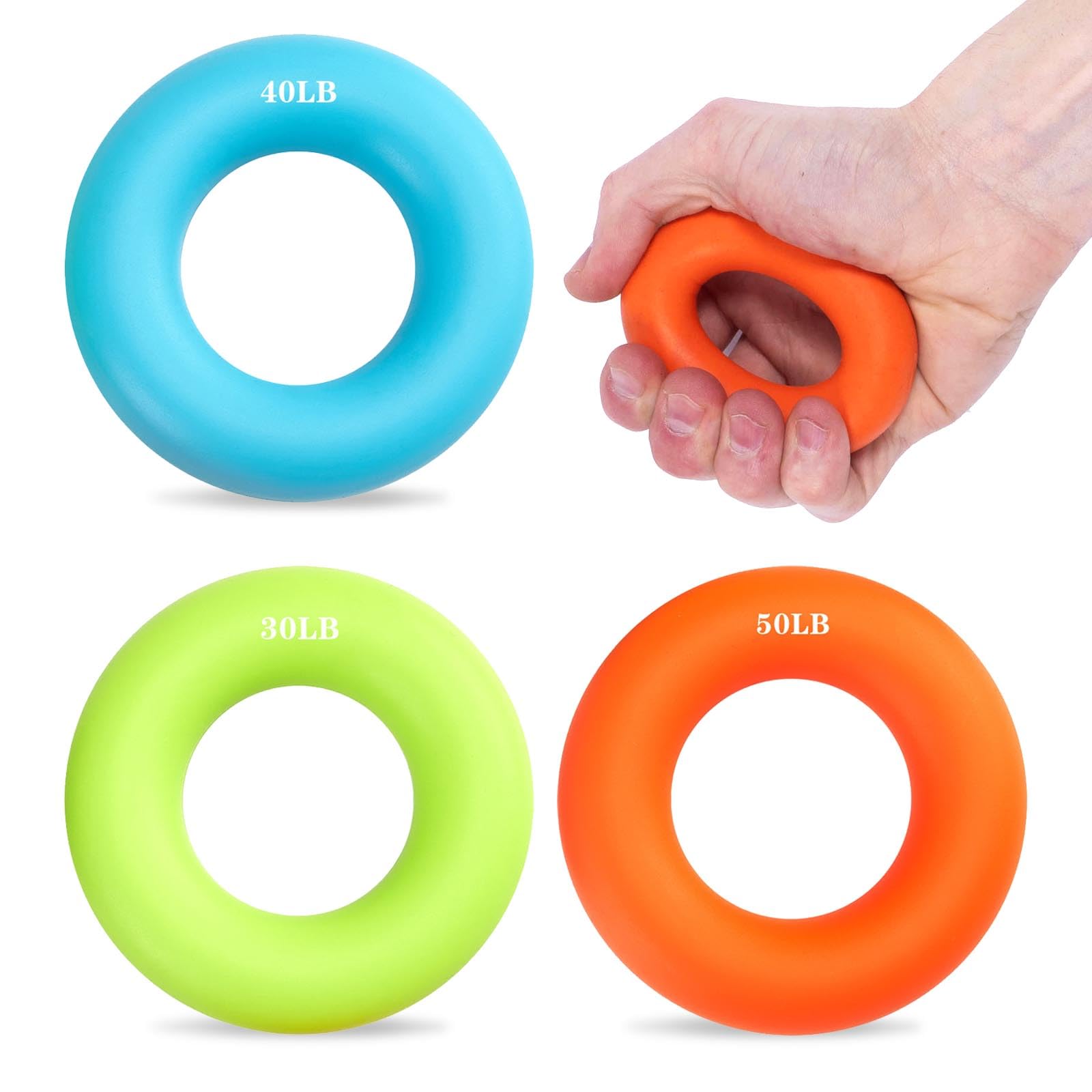 GWAWG 3 PCS Hand Grip Strengthener Forearm Fingers Hands Gripper Exerciser for Muscle Training Sports Fitness Rock Climbing,30 40 50 lb