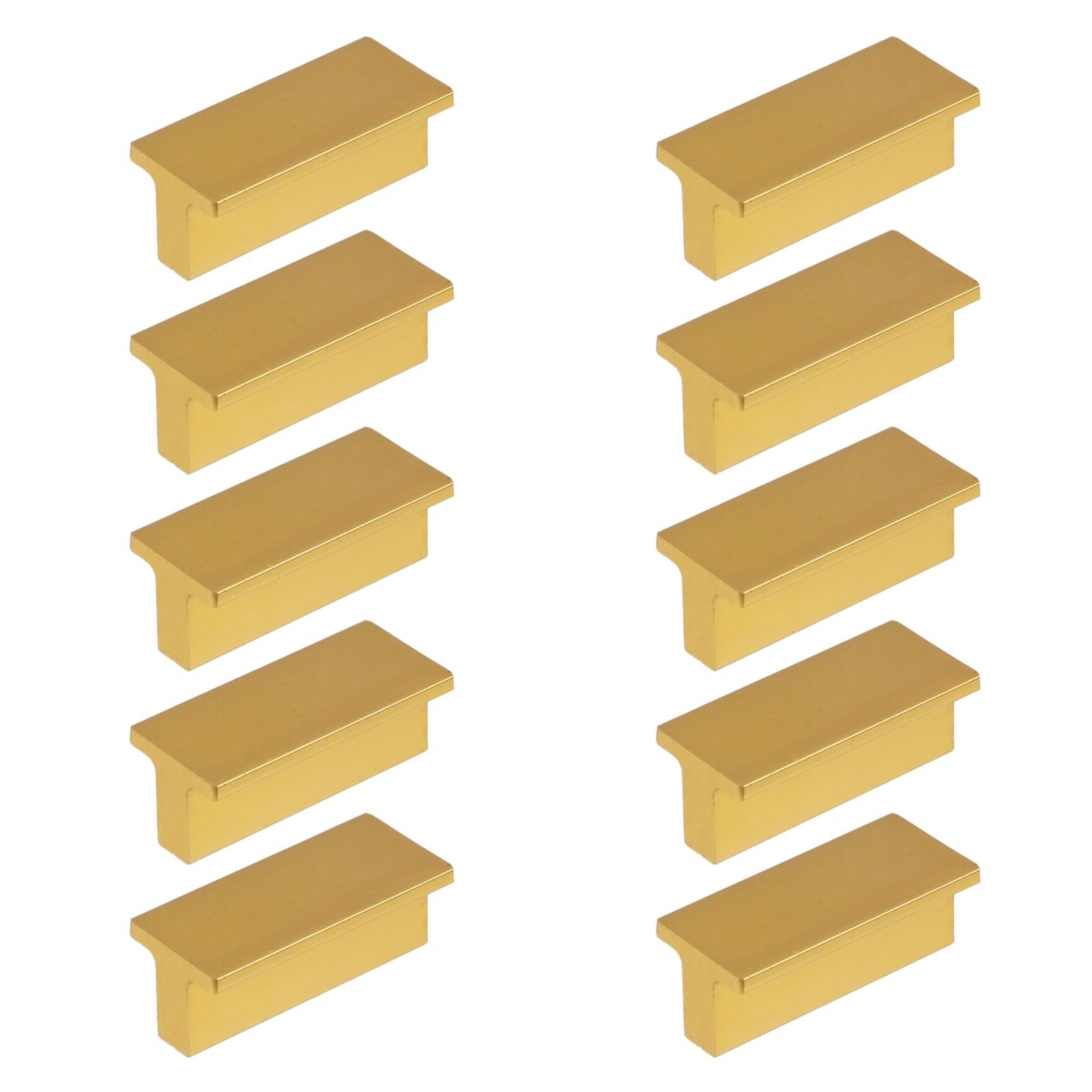 Photo 1 of Wealrit 10 Pack Drawer Pulls 2 Inch Length T Shaped Cabinet Pulls Knobs for Dresser Drawer Rectangle Furniture Cabinet Handles 1.26" Hole Center(Champagne Gold)