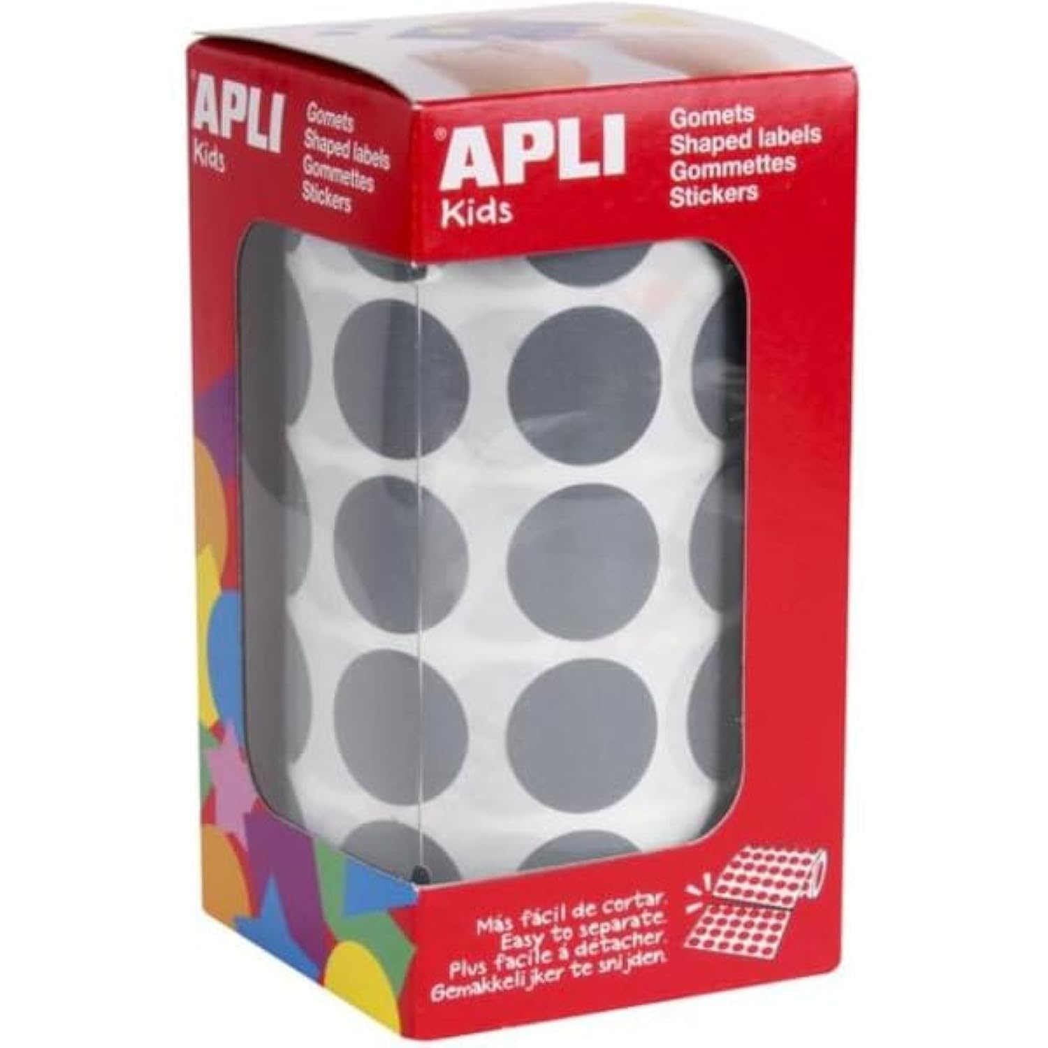 APLI 16725 Round Stickers on Roll 20 mm Grey