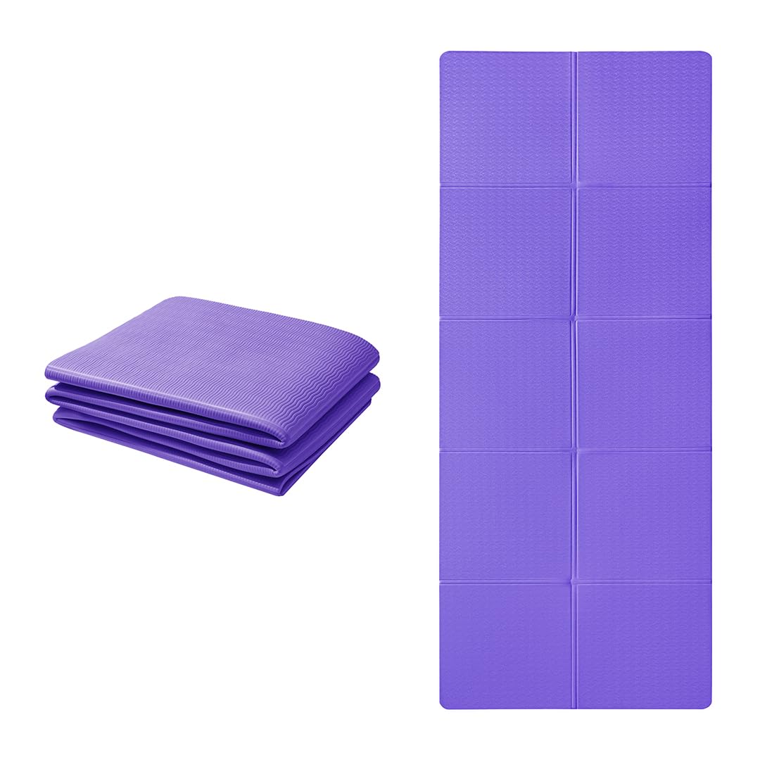 Good Nite Yoga Mat TPE Foldable Portable Non Slip Exercise Fitness Gym Pilates Sport Travel Mat for Women Men 183 x 61 x 0.6 cm (Purple)