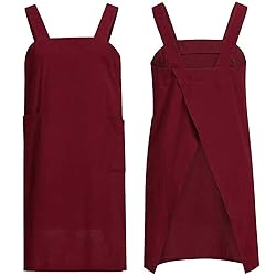 YESDOO Cotton Linen Apron Cross Back Apron for