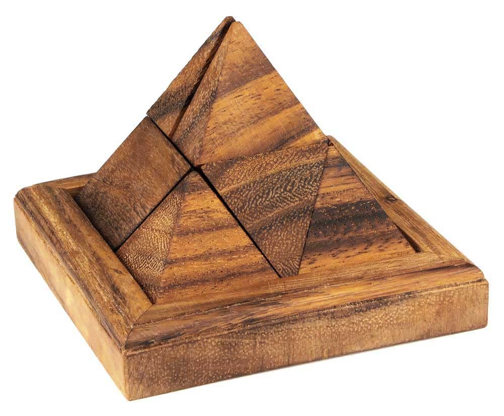 Logica Puzzles Art. Pyramid 9 Pcs - 3D Wooden Brain Teaser - Difficulty 3/6 Hard - Leonardo da Vinci Collection