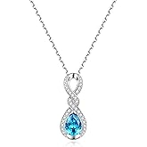 FANCIME Infinity Embrace Birthstone Necklaces for Women Fine Jewelry Sterling Silver Dainty Infinity Pendant Anniversary Birthday Mothers Day Gifts for Her Wife Women Mom Daughter