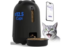 PAPIFEED Automatic Cat Feeder, 2.4G WiFi Auto Cat Food Dispenser with App Control, 3L Auto Pet Feeder with Dual Power Supply, Detachable for Easy Clean for Cats and Small Dogs, Black