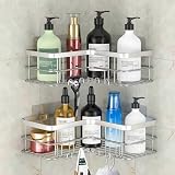 Yazoni Corner Shower Caddy No Drilling Adhesive Shelf 2 Pack Rustproof Stainless view 6