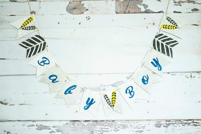 Amazon Com Baby Boy Feathers Banner Boho Tribal Baby Shower Or