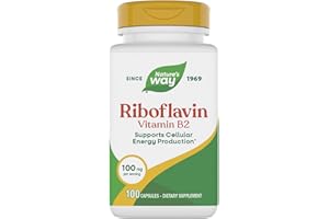 Nature's Way Riboflavin Vitamin B2, Supports Cellular Energy Production*, High Potency Riboflavin, 100 mg per Serving, 100 Capsules (Packaging May Vary)