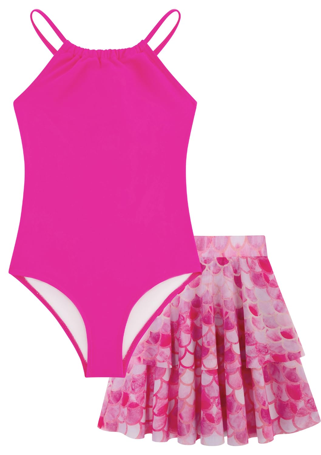 Photo 1 of Girls Swimsuits Size 12 One Piece Bathing Suits Swimwear with Skirt for Teen Girls Kids Hot Pink