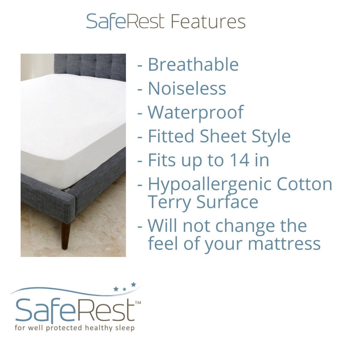 SafeRest Premium Hypoallergenic Waterproof Mattress Protector - Vinyl, PVC and Phthalate Free - Image 8