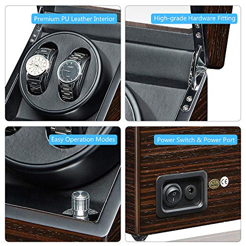image for JQUEEN Watch Winder with Quiet Japanese Mabuchi Motor (Ebony), mens