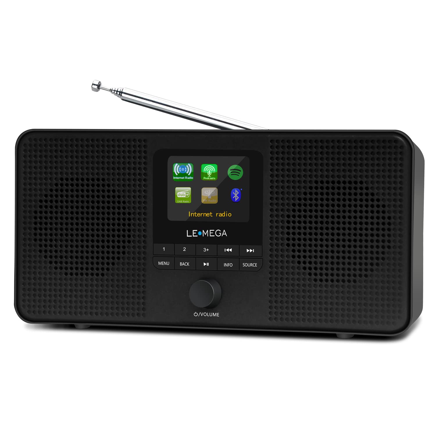LEMEGA IR4S Stereo WIFI Internet Radio,Portable DAB/DAB+/FM Digital Radio,Spotify Connect,Bluetooth Speaker,Dual Alarms Clock,60 Presets,Headphone-Output,Batteries or Mains Powered -Black