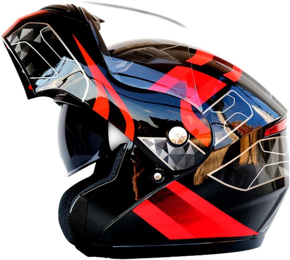 HHQ Anti-fog double lens open face helmet Electric motorcycle Bluetooth helmet Motorcycle helmet (size: 35 * 25 * 25cm/head circumference: 59-64cm/lens: anti-fog double lens) (color : 4-Xl)