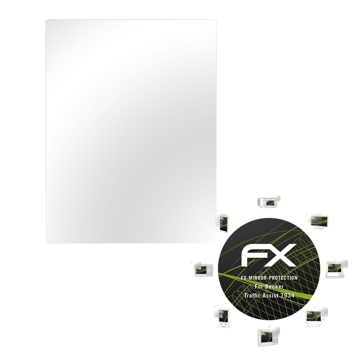 atFoliX Mirror Protective Film Becker Traffic Assist 7934 - FX-Mirror with mirror effect