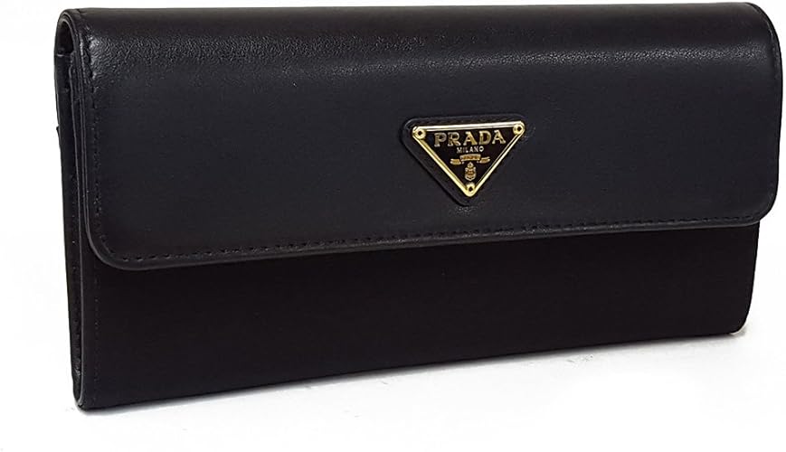 Amazon プラダ Prada 長財布 Outlet 三角ロゴ ナイロン ソフトレザー Idケース付き 2つ折り 1m1037 Tessuto Soft Calf Nero 並行輸入品 財布