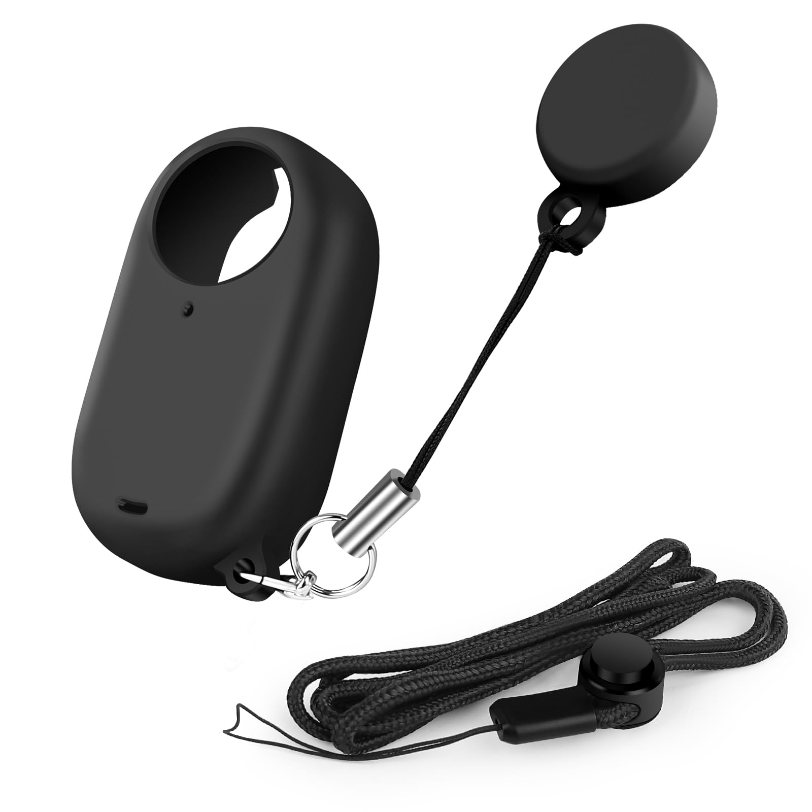 LEWOTE Silicone Len Case Compatible with Insta360 GO 3[with Neck Strap and Cap Anti-Loss Strap]