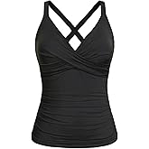 Women Underwire Tankini Top Only - Twist Front V Neck Bathing Suit Swim Top Tummy Control Cross Swimsuit 2026