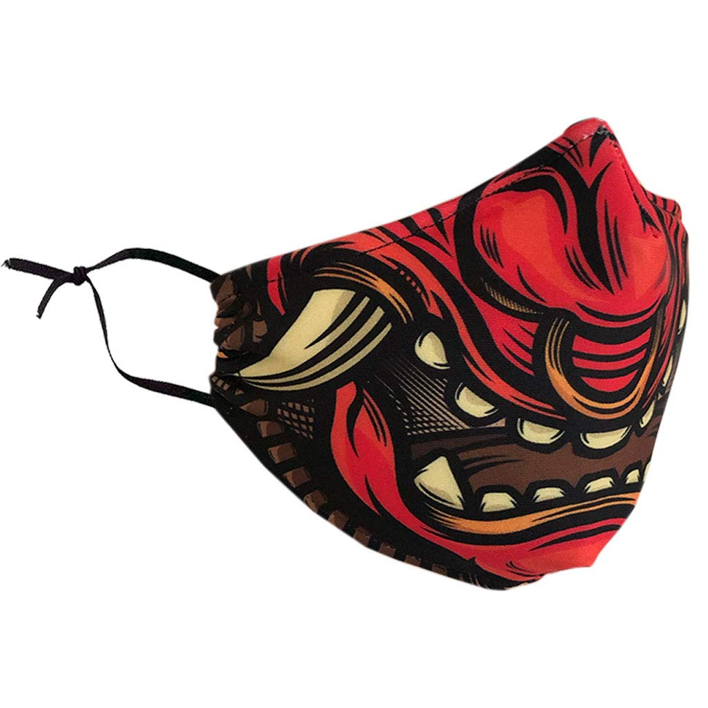 Delfina Stay Safe Reusable Face Mask Protection Washable Mouth & Nose Shield Breathable Anti Smoke Pollution Bike Motorcycle Sport (Red Samurai)