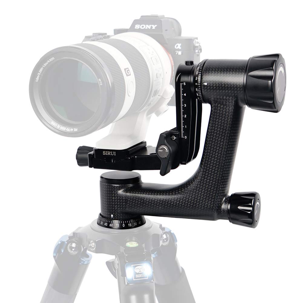 SIRUI PH-10 Gimbal Tripod Head Lightweight Professional Carbon Fiber 360 Degree Panoramic Gimbal Head with Arca-Swiss Standard 1/4" Quick Release Plate for DSLR Cameras Max Loading Up to 33 lbs/15kgs