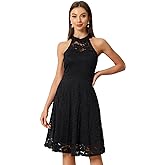 Allegra K Lace Cocktail Dress for Women's Elegant Halter Wedding Guest Bridesmaid Party Dress