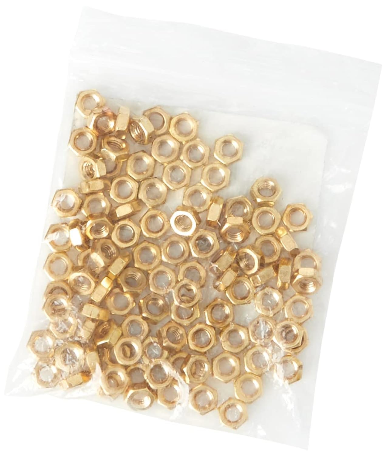 Metric Hexagonal (Hex) Full Nuts Brass Self Colour M4 4mm (Pack of 100 Nuts)