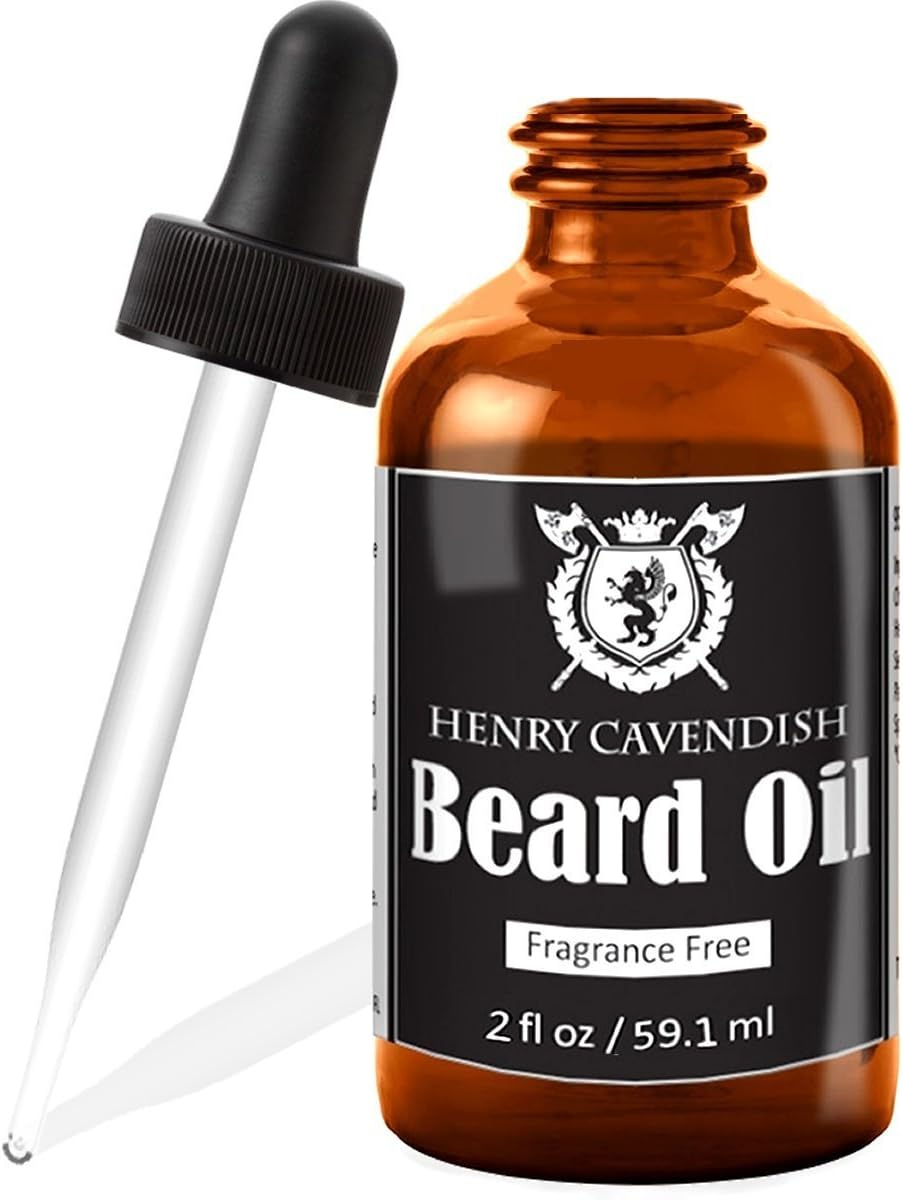 Henry Cavendish Beard Oil and Leave In Conditioner with Organic Jojo, Sunflower, Shea and Argon Oils, Fragrance Free, 2 oz.