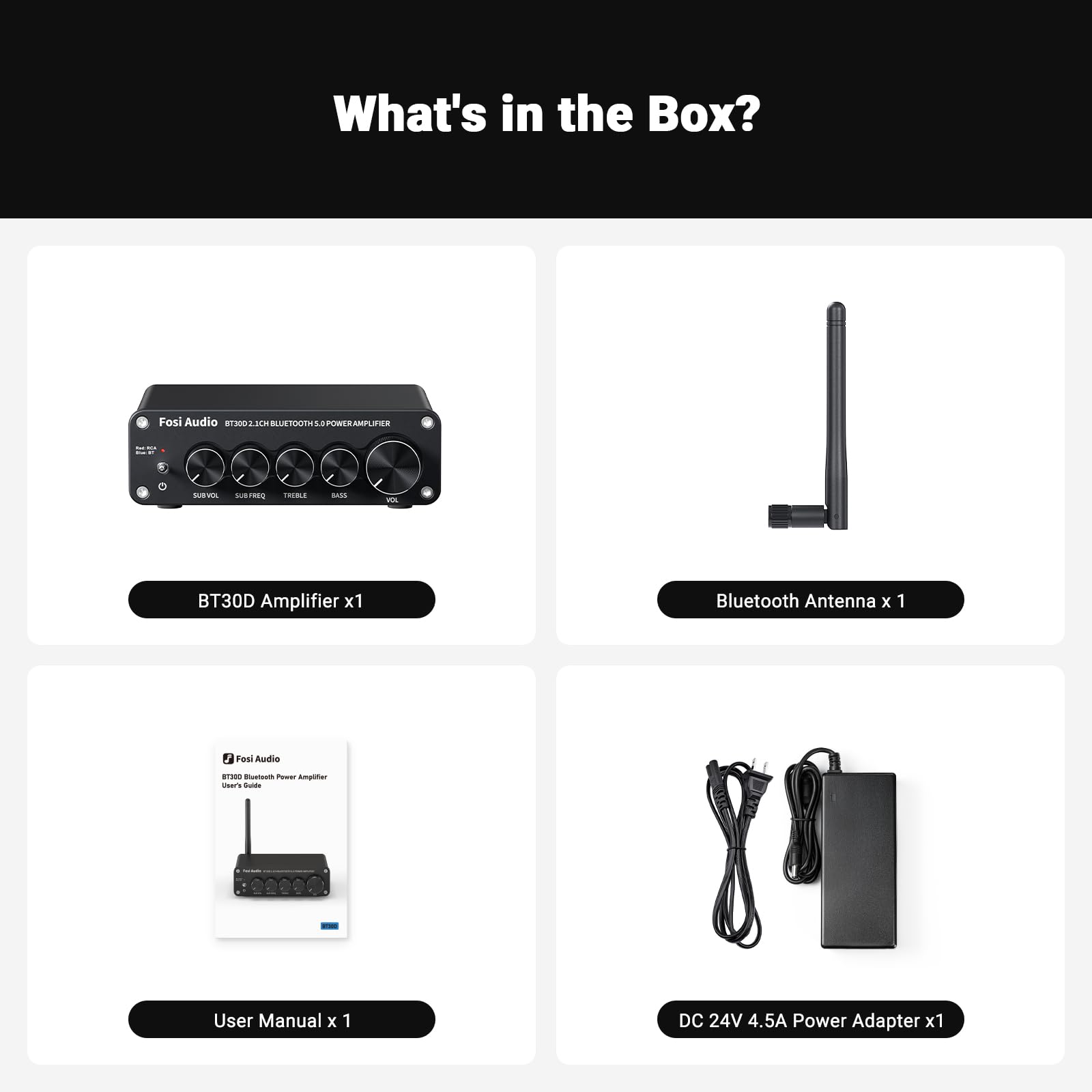 Fosi Audio BT30D Bluetooth 5.0 Stereo Audio Receiver Amplifier 2.1 Channel Mini Hi-Fi Class D Integrated Amp 50 Watt x2+100 Watt for Home Outdoor Passive Speakers/Subwoofer Powered Subwoofer