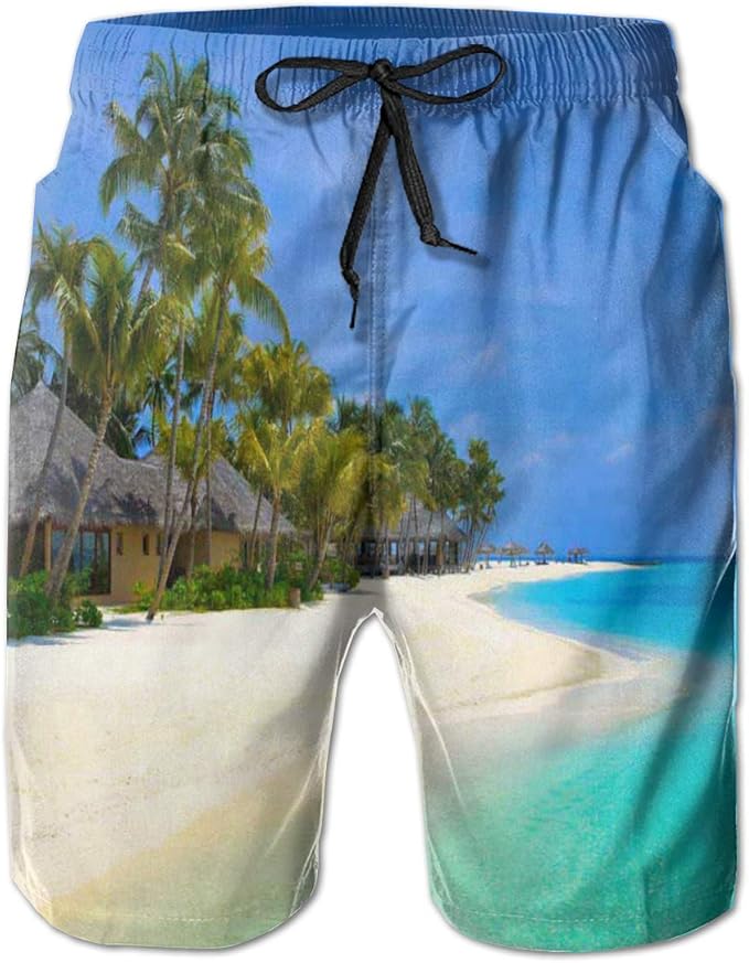 Holiday Beach Men's Beach Shorts Linen Casual Fit Short Swim Trunks