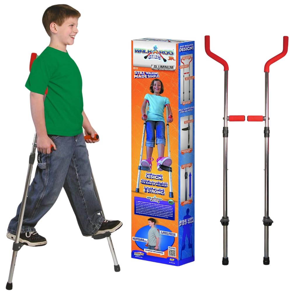 Geospace Original Walkaroo JR. Aluminum Lightweight Stilts with Ergonomic Design for Kids Outdoor or Indoor Active Play, Exercise & Coordination Skills (50 KG Max Weight)