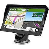 GPS Navigator for Car Truck RV - 7'' HD Touchscreen Navigation System, Latest 2026 Maps Free Lifetime Updates, Speed & Red Li