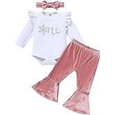 Baby Girls 1st Birthday Outfit Fall Pumpkin One Winter Snowflake One Romper Velvet Bell Bottoms Cake Smash Photo Shoot