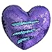 Tomus-UNI Mermaid Sequin Pillow with Insert, 13''×15'' Heart Magic Reversible Sequins Cushion for Home Décor(Bright Green/Purple)