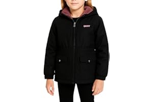 DKNY Girls Winter Jacket - Cozy Sherpa Fur Lined Weather Resistant Anorak Jacket - Full Zip Hooded Jacket for Girls