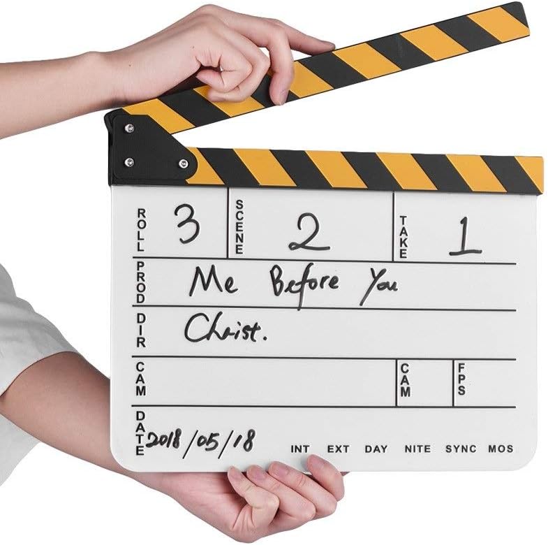 Zibofugu Director Film Clapboard Professional Studio Camera Photography Clapboard Dry Erase Acrylic Clapper Board Slate (Color : White)