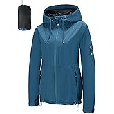 FARVALUE Women’s Rain Jacket Waterproof Packable Lightweight Windbreaker Hooded Rain Coat for Hiking Cycling Travel