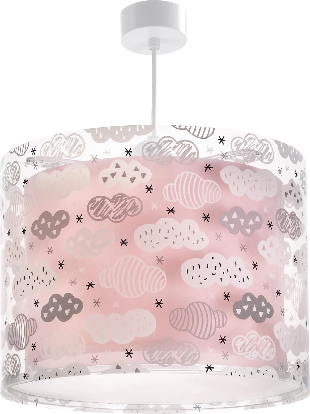 Dalber 41412S Pink Coloured Pendant Lamp, Plastic, Pink, 33 x 33 x 25 cm