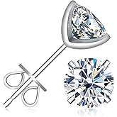 Inf.Story Moissanite Stud Earrings, 0.6ct-4ct D Color Brilliant Round Cut 925 Sterling Silver Friction Bezel Setting Backs Earrings for Women or Men