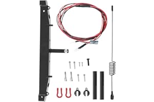 RCMYou Metal Rear Bumper Upgrades Part for 1/10 TRX-4 RC4WD Axial SCX10 RC Crawler Car,Metal Rear Bumper with 2 LED Light Antenna Tail Hook