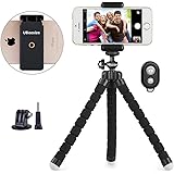 Phone tripod, UBeesize Portable and Adjustable Camera Stand Holder with Wireless Remote and Universal Clip for iPhone, Android Phone, Camera, Sports Camera GoPro