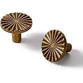 JIASENBAO 10 Pack Antique Brass Cabinet Knobs Vintage Flat Drawer Pulls Kitchen Cupboard Bathroom Dresser Cabinet Hardware Handles Zinc Alloy