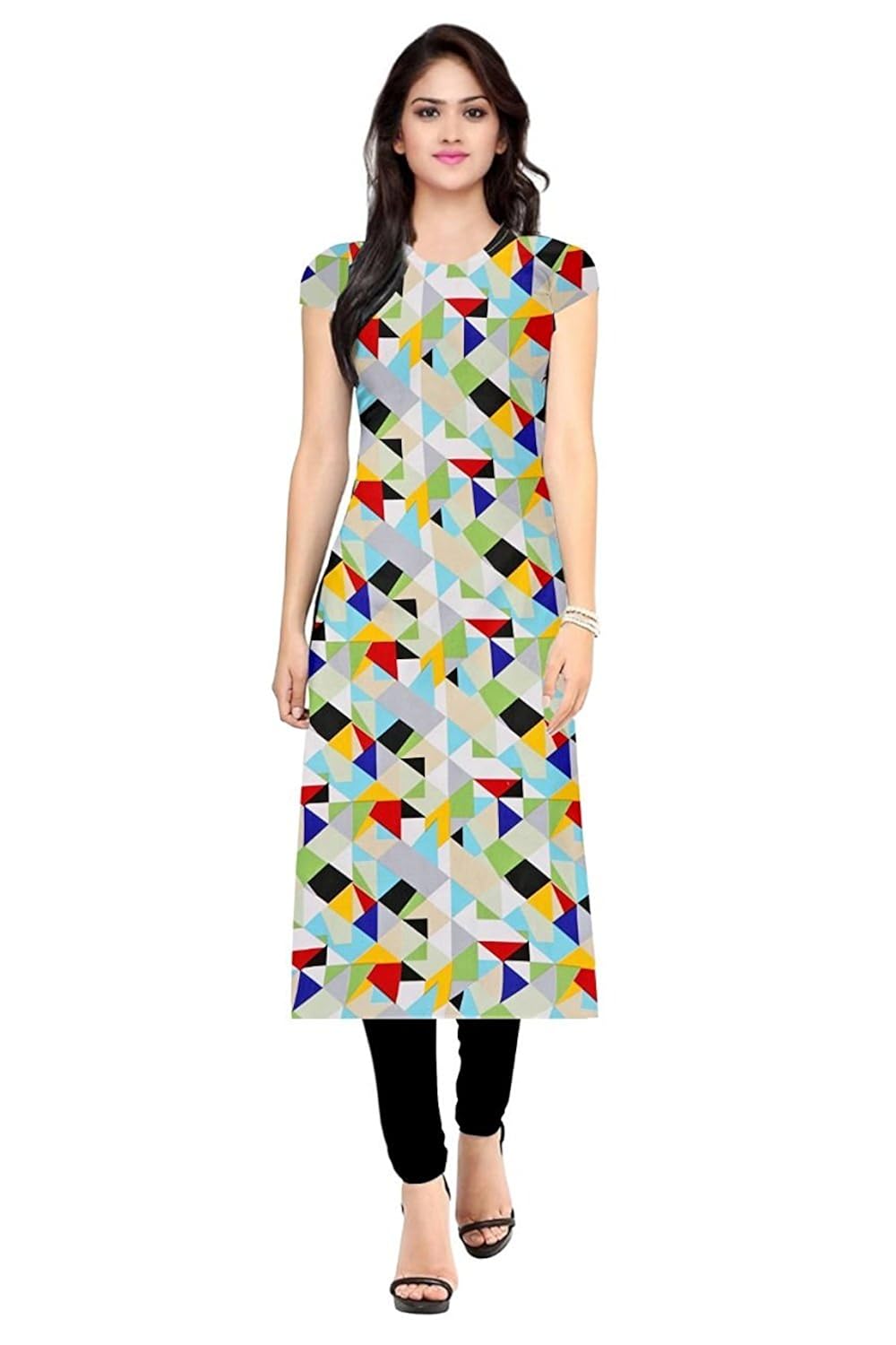 pramukh fashion women's crepe semi-stitched kurti(m-177_multicolour_free size)
